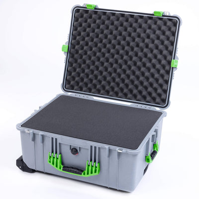 Pelican 1620 Case, Silver with Lime Green Handles & Latches ColorCase