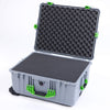 Pelican 1620 Case, Silver with Lime Green Handles & Push-Button Latches ColorCase