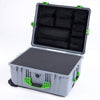 Pelican 1620 Case, Silver with Lime Green Handles & Push-Button Latches ColorCase