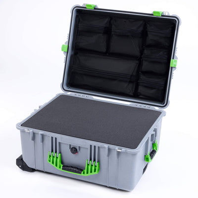 Pelican 1620 Case, Silver with Lime Green Handles & Latches ColorCase