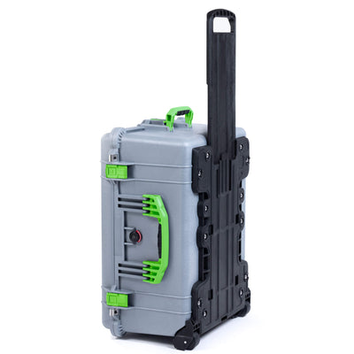 Pelican 1620 Case, Silver with Lime Green Handles & Push-Button Latches ColorCase