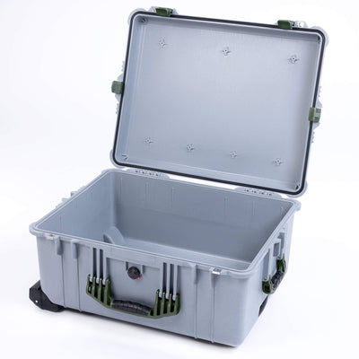 Pelican 1620 Case, Silver with OD Green Handles & Latches ColorCase