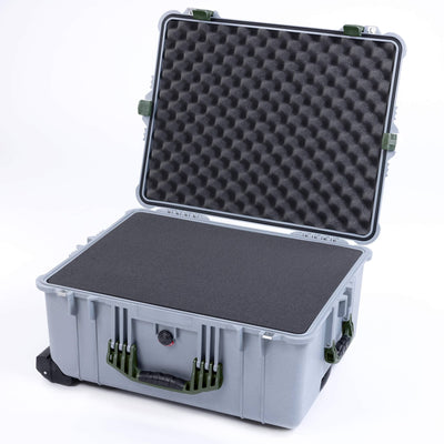 Pelican 1620 Case, Silver with OD Green Handles & Latches ColorCase