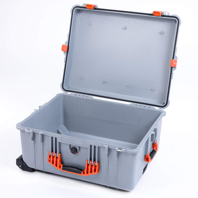 Pelican 1620 Case, Silver with Orange Handles & Latches ColorCase