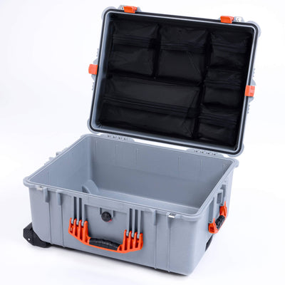 Pelican 1620 Case, Silver with Orange Handles & Latches ColorCase