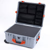 Pelican 1620 Case, Silver with Orange Handles & Push-Button Latches ColorCase