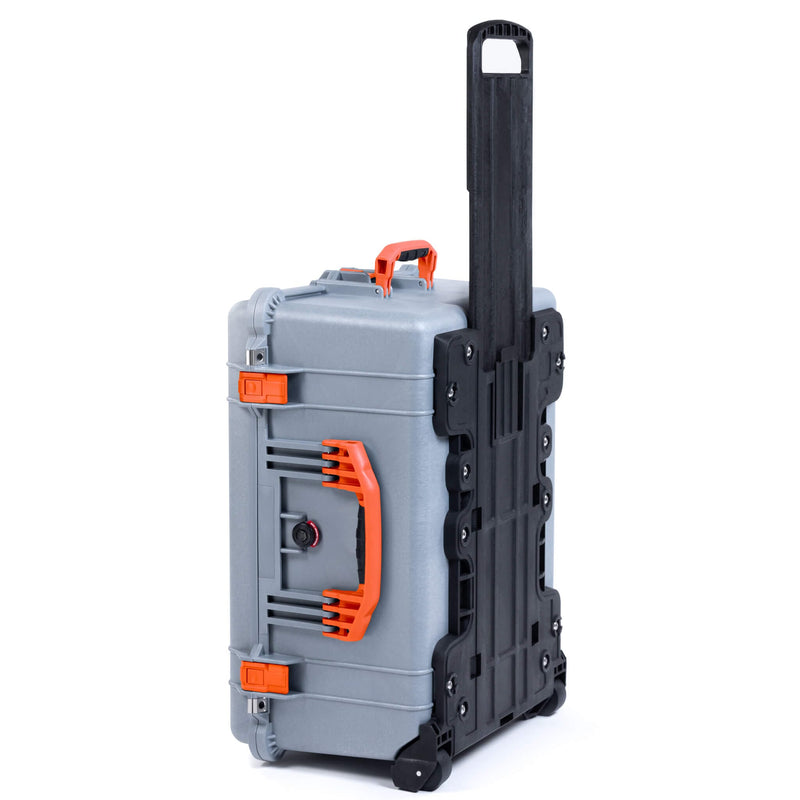 Pelican 1620 Case, Silver with Orange Handles & Push-Button Latches ColorCase 