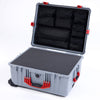 Pelican 1620 Case, Silver with Red Handles & Push-Button Latches ColorCase