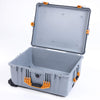 Pelican 1620 Case, Silver with Yellow Handles & Push-Button Latches ColorCase