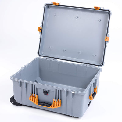 Pelican 1620 Case, Silver with Yellow Handles & Push-Button Latches ColorCase