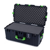 Pelican 1626 Air Case, Black with Lime Green Handles & Latches Pick & Pluck Foam with Convolute Lid Foam ColorCase 016260-0001-110-301