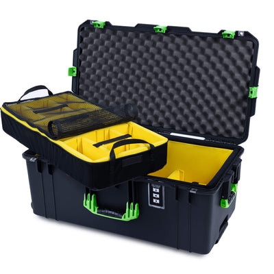 Pelican 1626 Air Case, Black with Lime Green Handles & Latches ColorCase