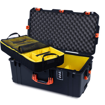 Pelican 1626 Air Case, Black with Orange Handles & Latches ColorCase