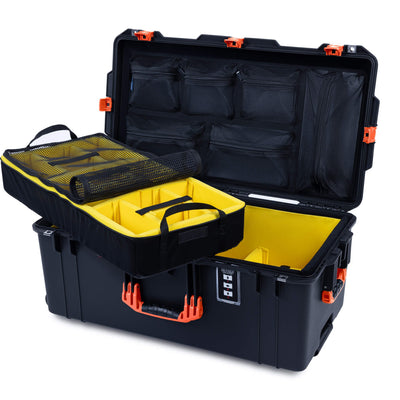 Pelican 1626 Air Case, Black with Orange Handles & Latches ColorCase