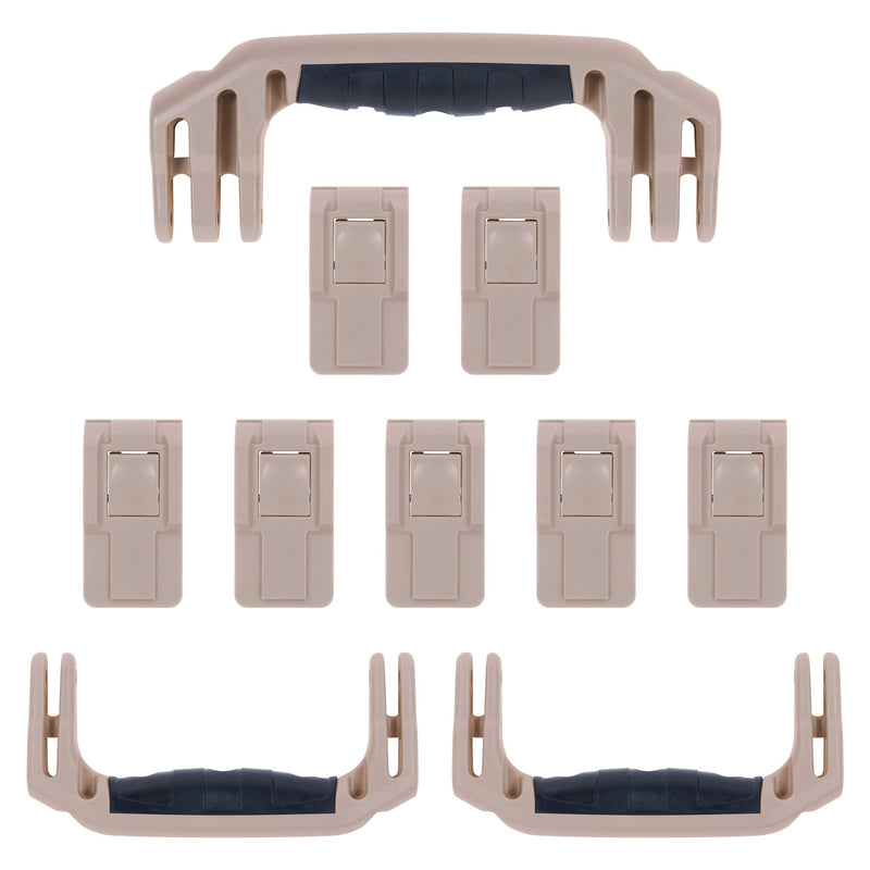 Pelican 1650 Replacement Handles & Latches, Desert Tan (Set of 3 Handles, 7 Push-Button Latches) ColorCase 