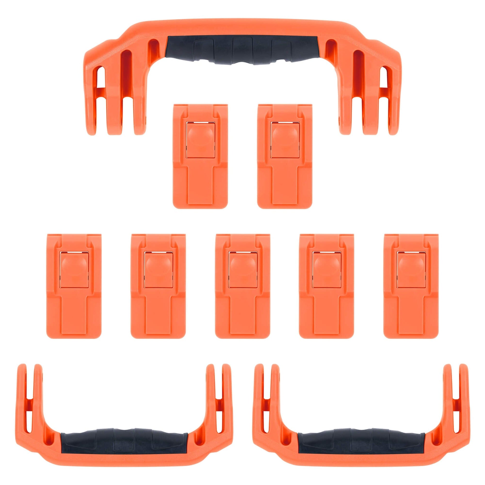 Pelican 1650 Replacement Handles & Latches, Orange (Set of 3 Handles, 7 Push-Button Latches) ColorCase 