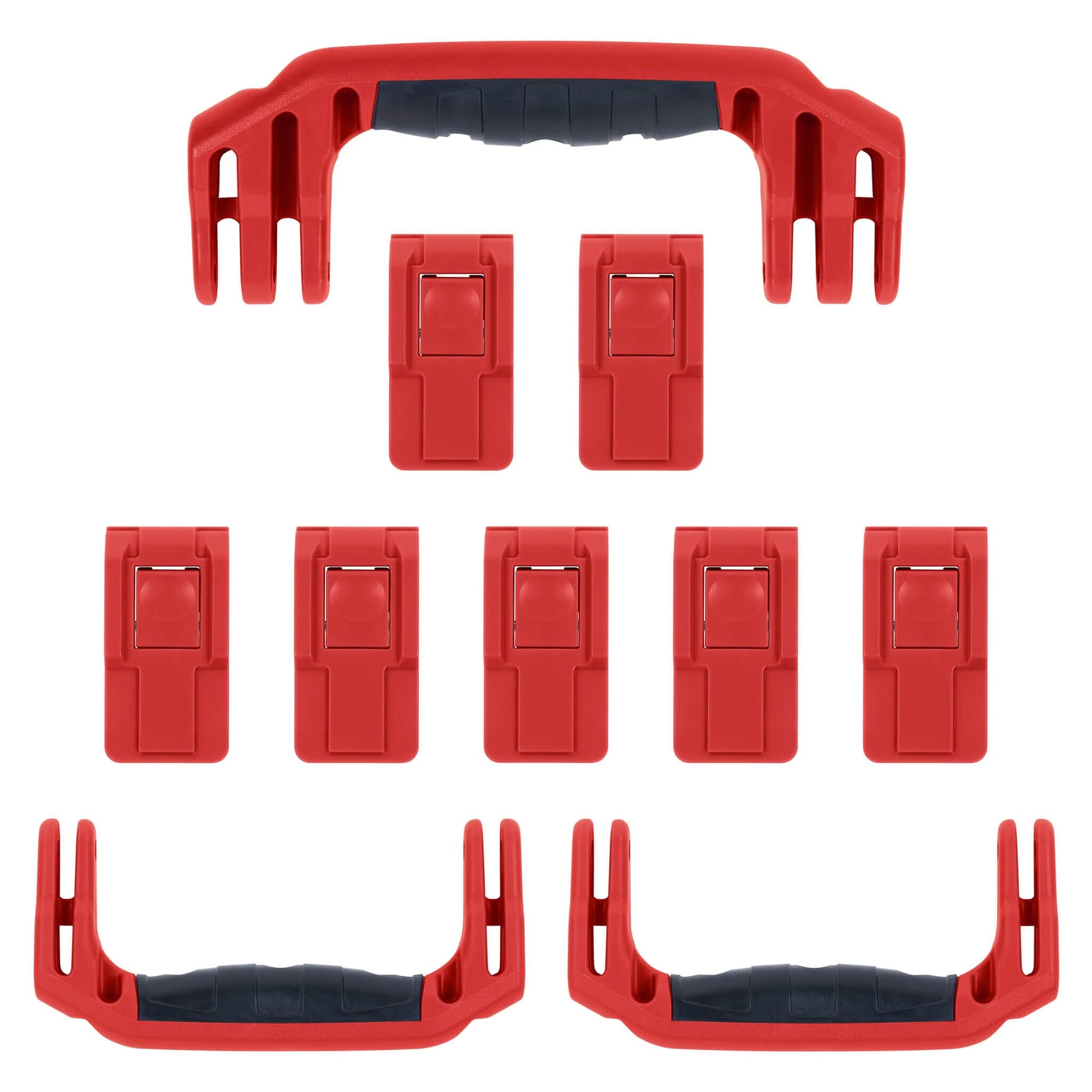 Pelican 1650 Replacement Handles & Latches, Red (Set of 3 Handles, 7 Push-Button Latches) ColorCase 