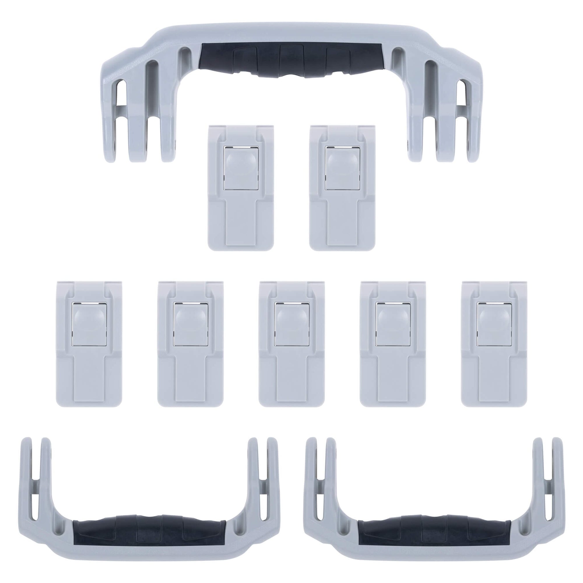 Pelican 1650 Replacement Handles & Latches, Silver (Set of 3 Handles, 7 Push-Button Latches) ColorCase 