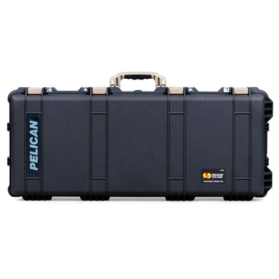 Pelican 1700 Protector Long Case, Black with Desert Tan Handles & Latches (Gen2)