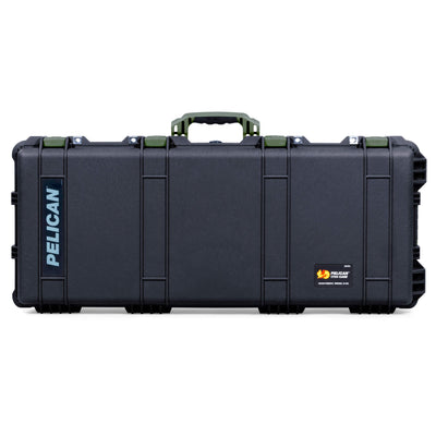 Pelican 1700 Protector Long Case, Black with OD Green Handles & Latches (Gen2)