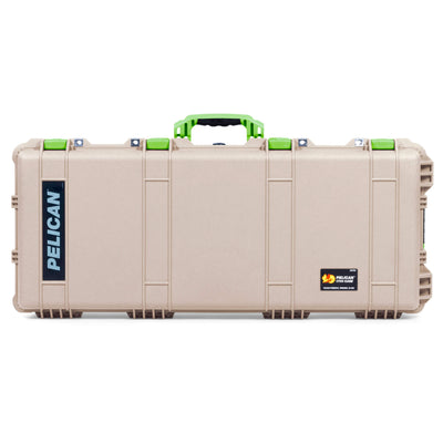 Pelican 1700 Protector Long Case, Desert Tan with Lime Green Handles & Latches (Gen2) ColorCase