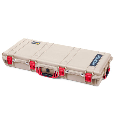 Pelican 1700 Protector Long Case, Desert Tan with Red Handles & Latches (Gen2) ColorCase