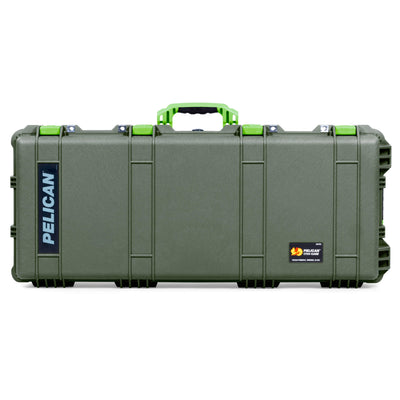 Pelican 1700 Protector Long Case, OD Green with Lime Green Handles & Latches (Gen2)