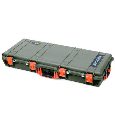 Pelican 1700 Protector Long Case, OD Green with Orange Handles & Latches (Gen2)