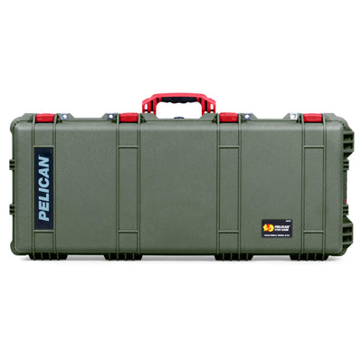 Pelican 1700 Protector Long Case, OD Green with Red Handles & Latches (Gen2)