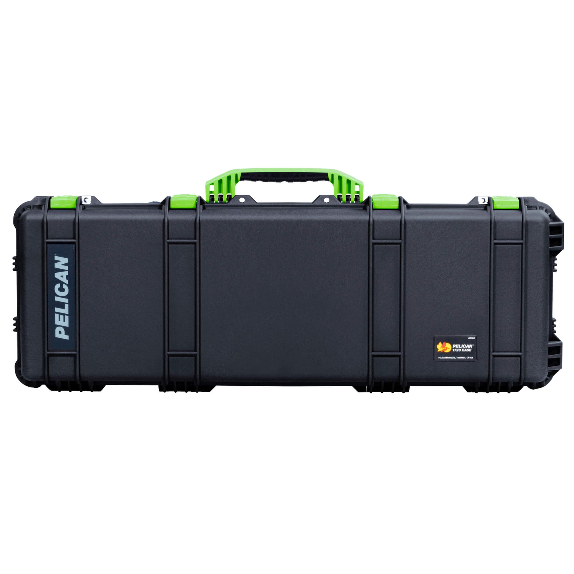 Pelican 1720 Protector Long Case, Black with Lime Green Handles & Latches (Gen2) ColorCase 