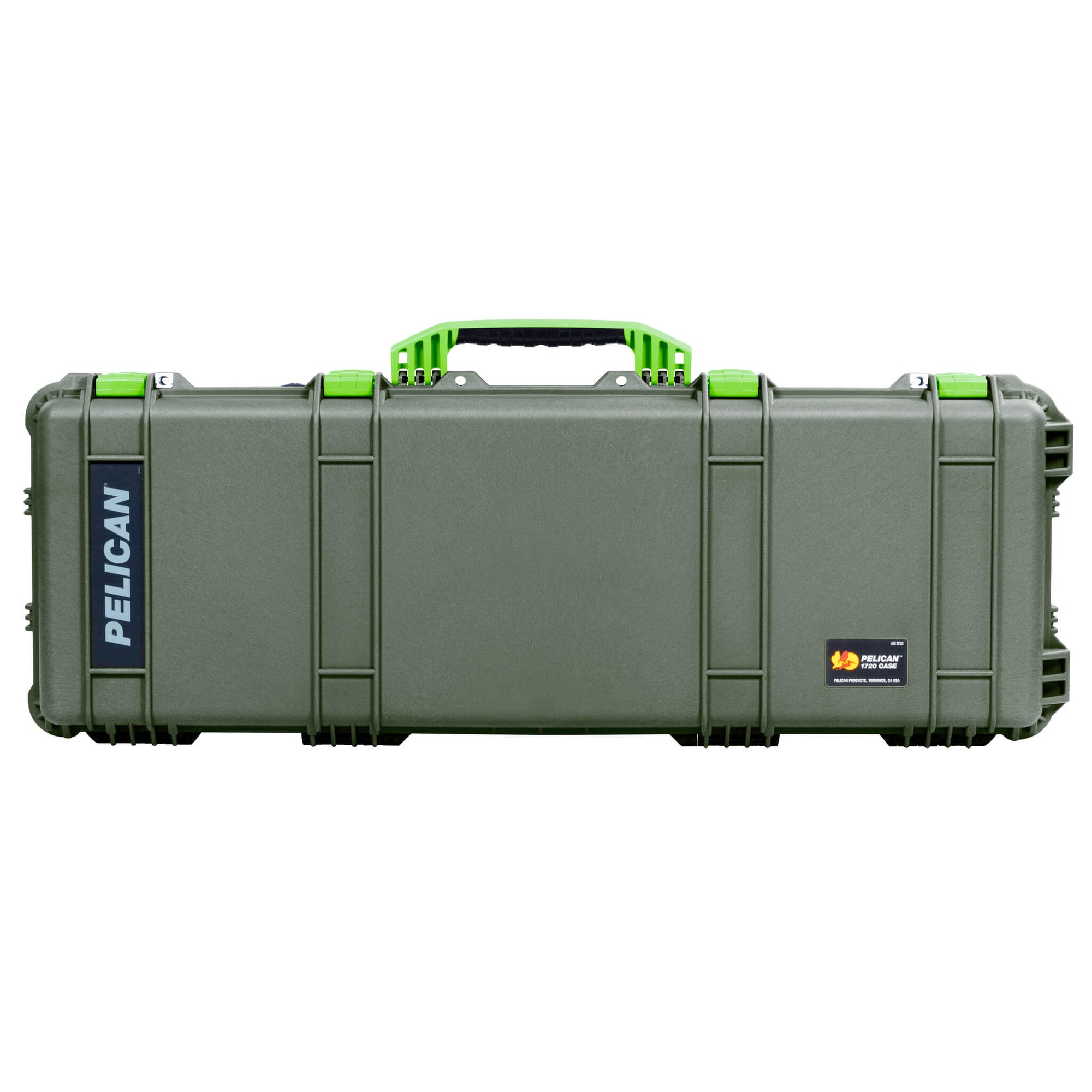 Pelican 1720 Protector Long Case, OD Green with Lime Green Handles & Latches (Gen2)