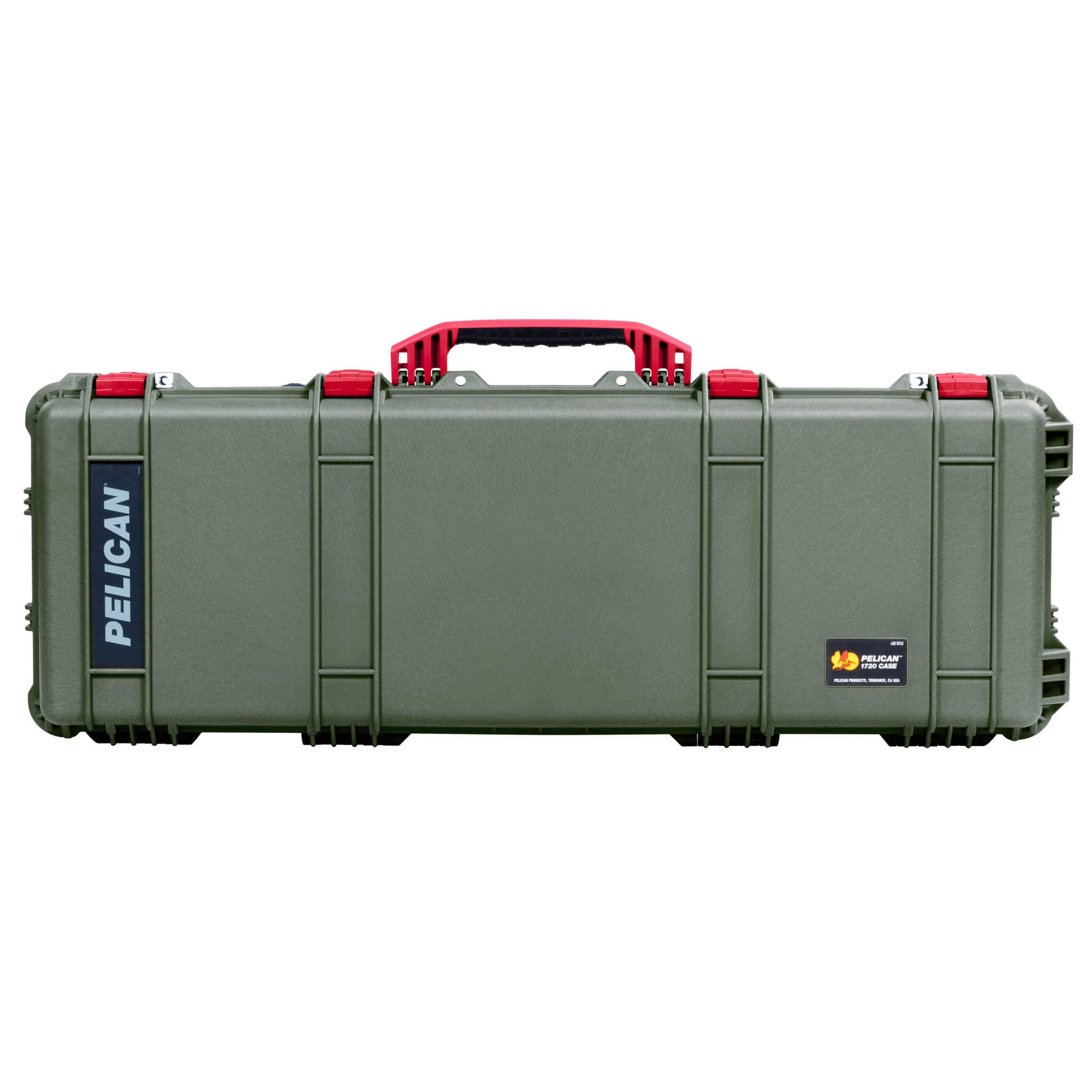 Pelican 1720 Protector Long Case, OD Green with Red Handles & Latches (Gen2)