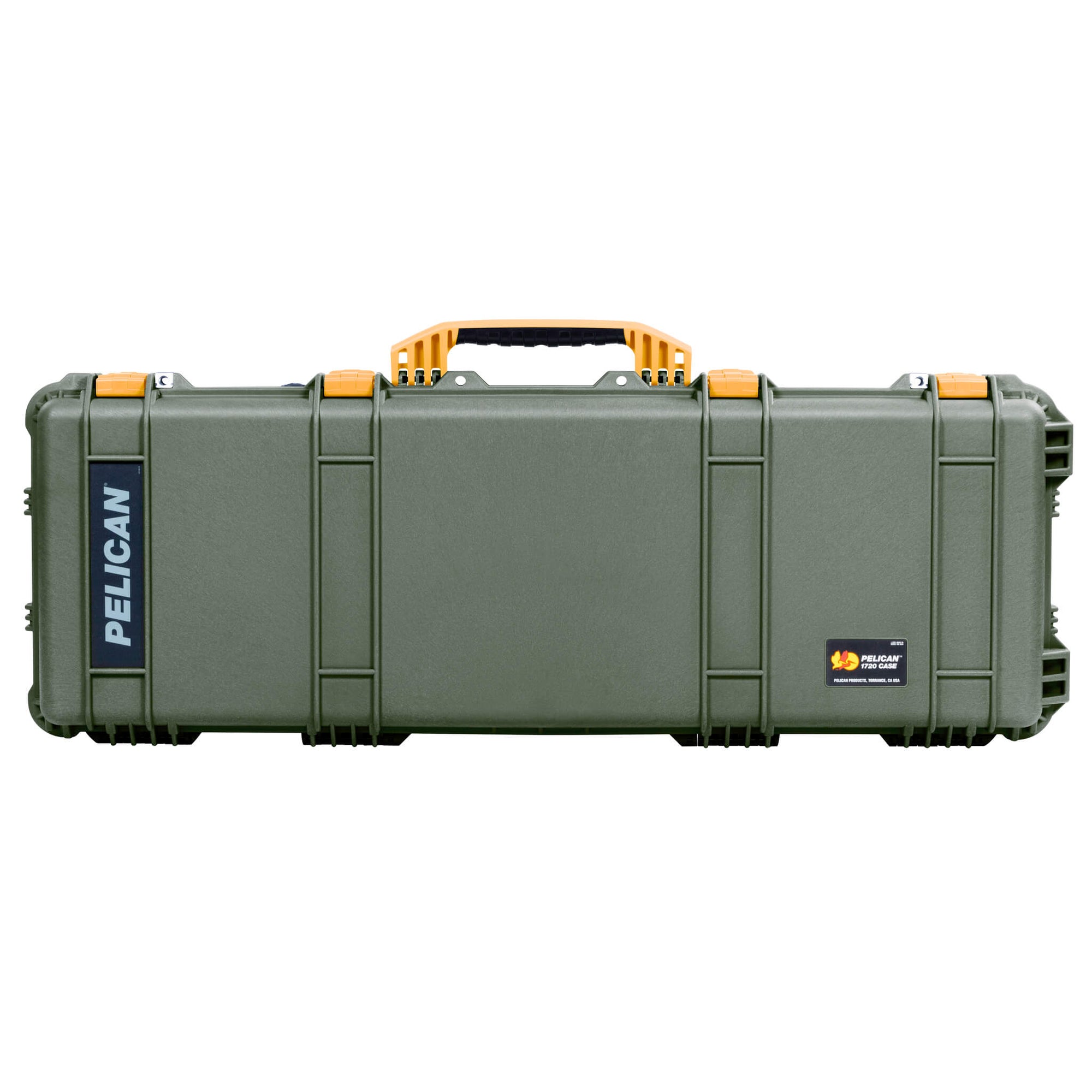 Pelican 1720 Protector Long Case, OD Green with Yellow Handles & Latches (Gen2)