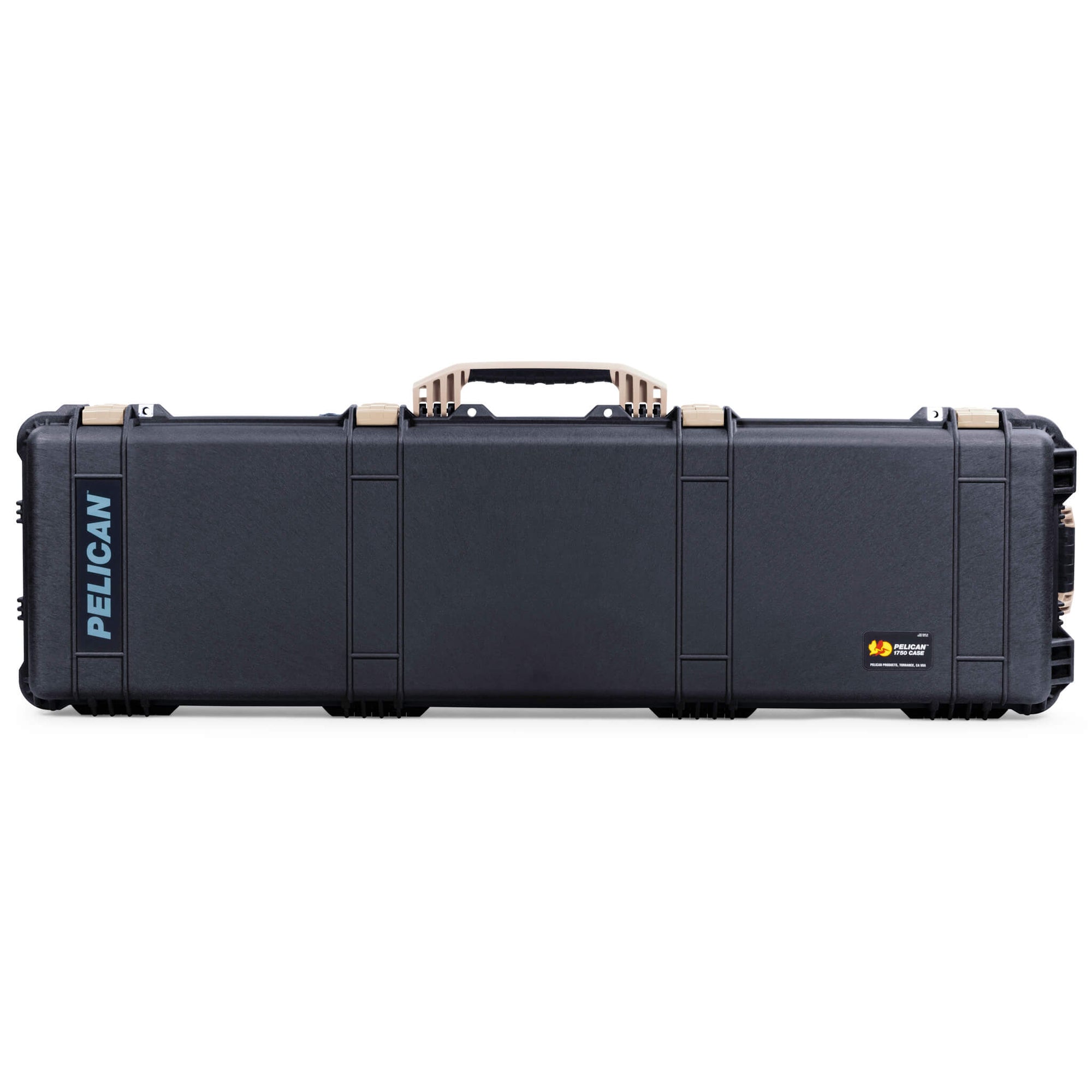 Pelican 1750 Protector Long Case, Black with Desert Tan Handles & Latches (Gen2)