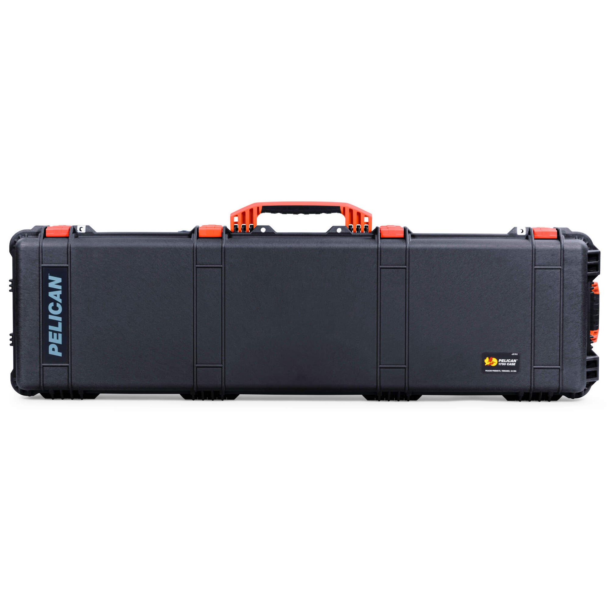 Pelican 1750 Protector Long Case, Black with Orange Handles & Latches (Gen2) ColorCase 