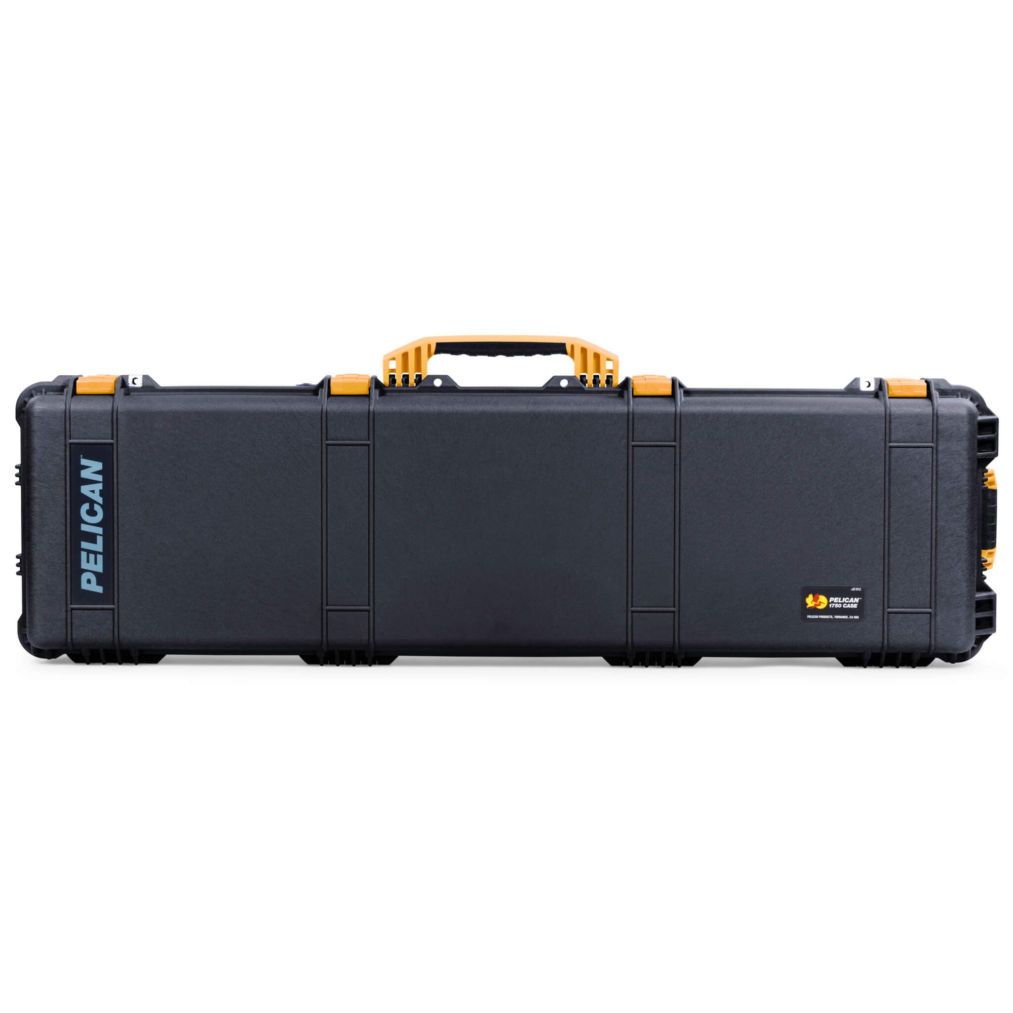 Pelican 1750 Protector Long Case, Black with Yellow Handles & Latches (Gen2)