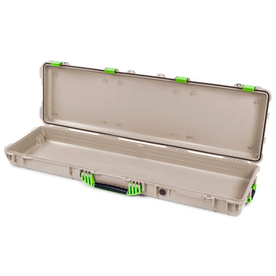 Pelican 1750 Protector Long Case, Desert Tan with Lime Green Handles & Latches (Gen2)