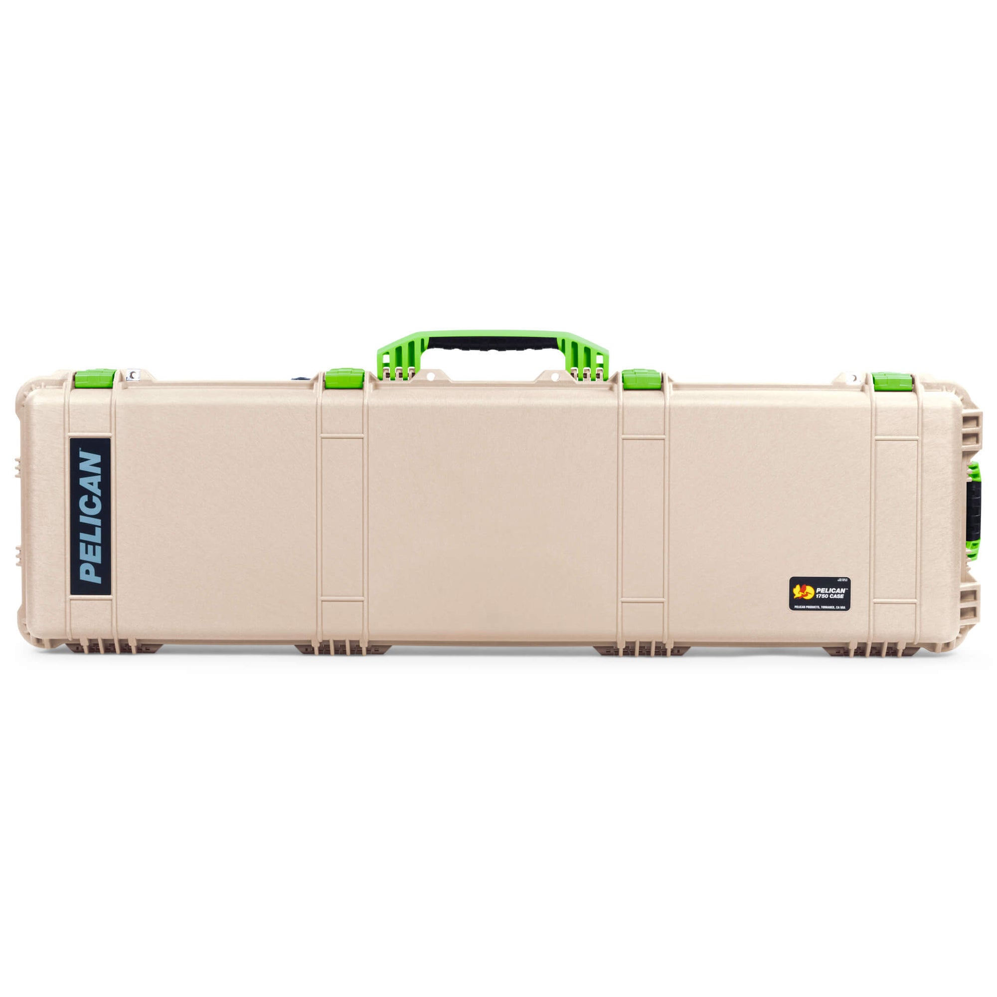 Pelican 1750 Protector Long Case, Desert Tan with Lime Green Handles & Latches (Gen2) ColorCase 