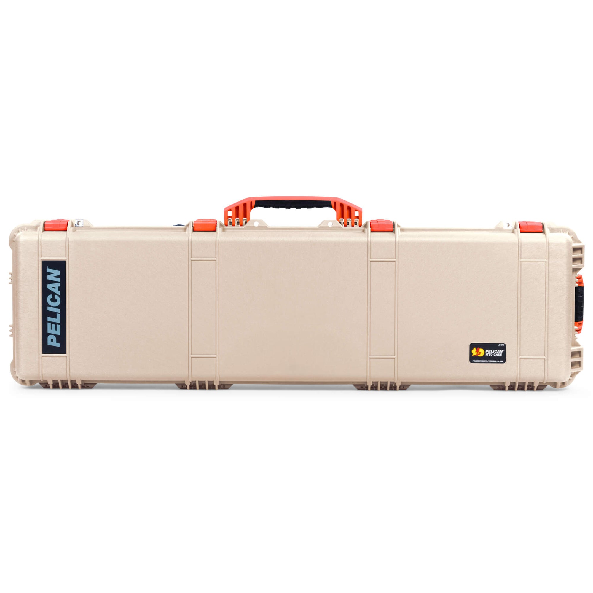 Pelican 1750 Protector Long Case, Desert Tan with Orange Handles & Latches (Gen2)