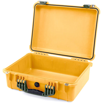 Pelican 1520 Case, Yellow with OD Green Handle & Latches None (Case Only) ColorCase 015200-0000-240-130