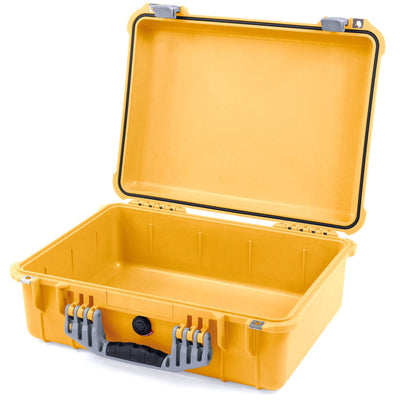 Pelican 1520 Case, Yellow with Silver Handle & Latches None (Case Only) ColorCase 015200-0000-240-180