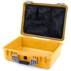 Pelican 1520 Case, Yellow with Silver Handle & Latches Mesh Lid Organizer Only ColorCase 015200-0100-240-180