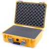Pelican 1520 Case, Yellow with Silver Handle & Latches Pick & Pluck Foam with Convolute Lid Foam ColorCase 015200-0001-240-180